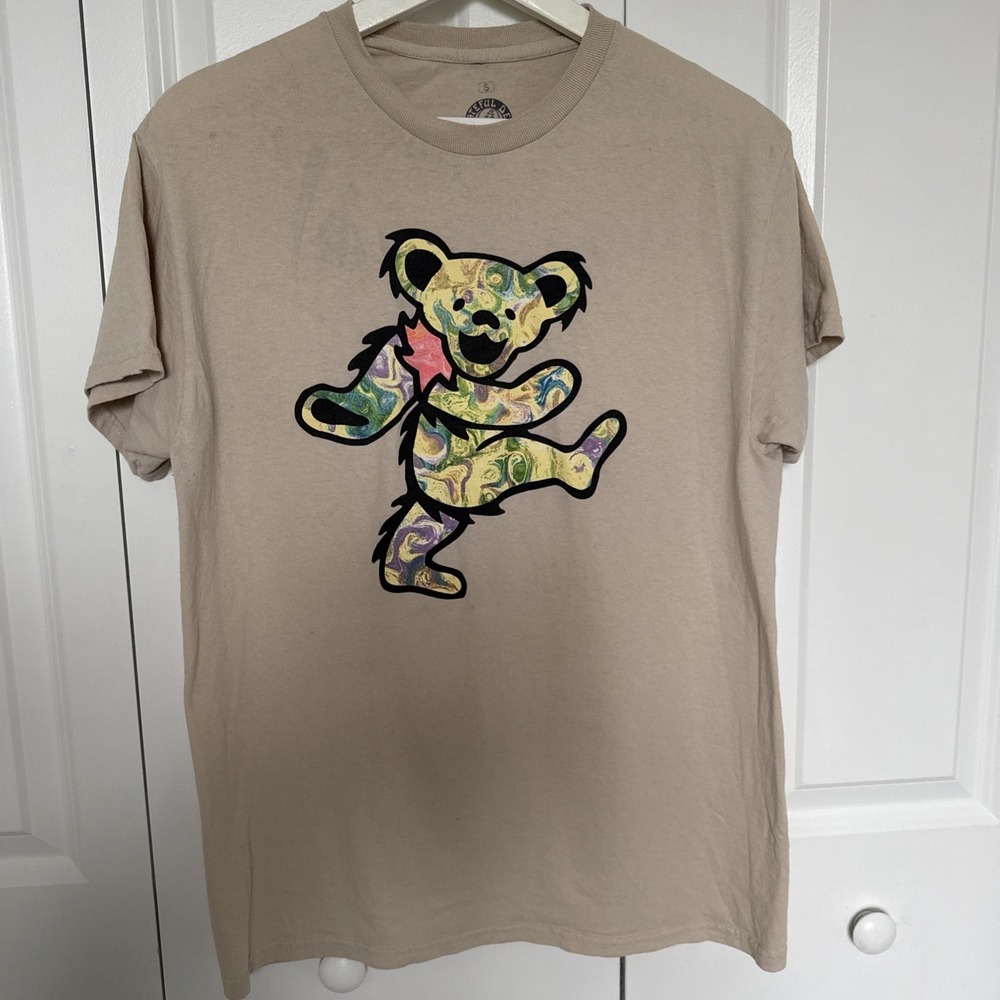 Grateful Dead Bear Tshirt Beige Size S Grunge Skater